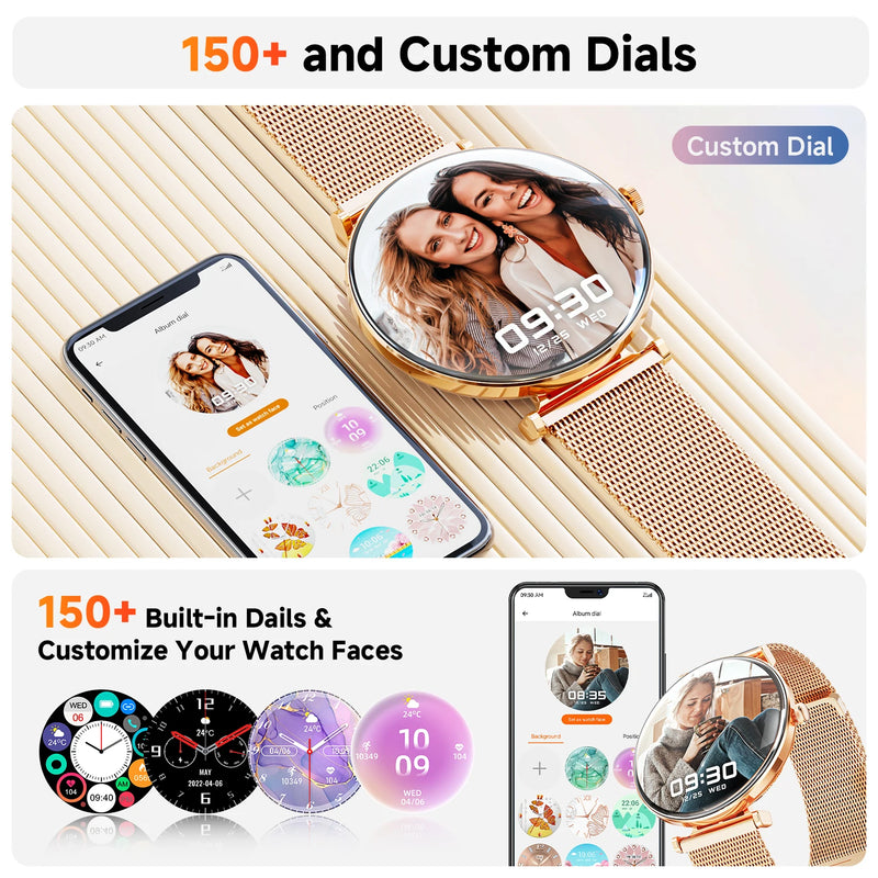 **Relógio Inteligente Feminino 2025 com Tela AMOLED HD de 1,43", IP68 à Prova d'Água, Monitor de Frequência Cardíaca, Esportivo Fitness, Compatível com Android.**