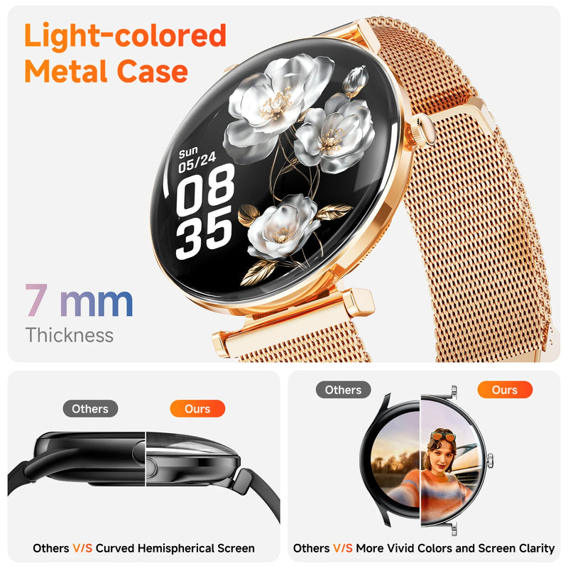 **Relógio Inteligente Feminino 2025 com Tela AMOLED HD de 1,43", IP68 à Prova d'Água, Monitor de Frequência Cardíaca, Esportivo Fitness, Compatível com Android.**