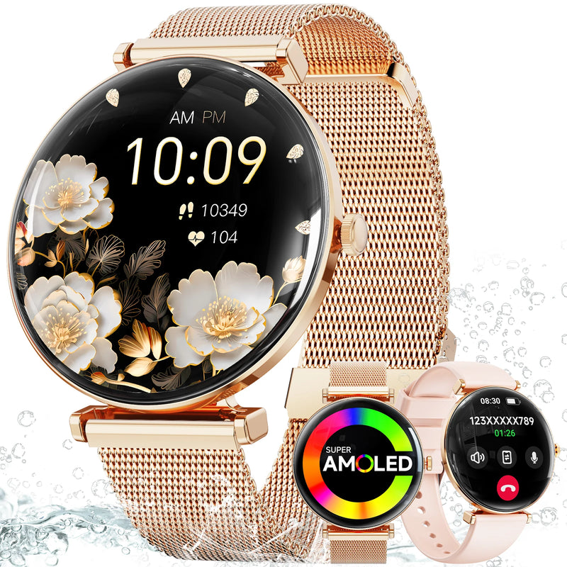 **Relógio Inteligente Feminino 2025 com Tela AMOLED HD de 1,43", IP68 à Prova d'Água, Monitor de Frequência Cardíaca, Esportivo Fitness, Compatível com Android.**
