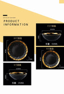 European Style Gold Side Black Plate Retro  Matte Steak Dish Dessert Tray Kitchen Dinner Plates Ceramic Dishes Bowls 1pcs