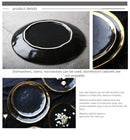 European Style Gold Side Black Plate Retro  Matte Steak Dish Dessert Tray Kitchen Dinner Plates Ceramic Dishes Bowls 1pcs
