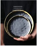 European Style Gold Side Black Plate Retro  Matte Steak Dish Dessert Tray Kitchen Dinner Plates Ceramic Dishes Bowls 1pcs