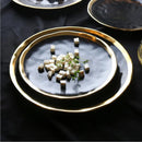 European Style Gold Side Black Plate Retro  Matte Steak Dish Dessert Tray Kitchen Dinner Plates Ceramic Dishes Bowls 1pcs