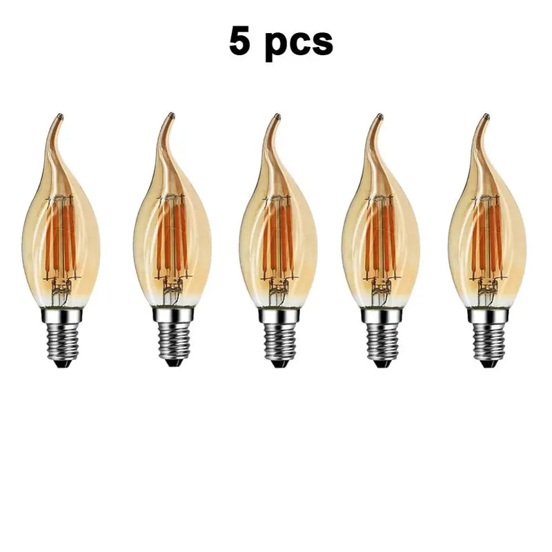 Grensk 4W Dimmable LED Filament Candle Light Bulb 2700K E14 Candelabra Base Flame Shape Bent Tip 25W Incandescent Equivalent C35
