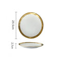 European Style Gold Side Black Plate Retro  Matte Steak Dish Dessert Tray Kitchen Dinner Plates Ceramic Dishes Bowls 1pcs