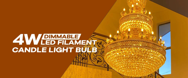 Grensk 4W Dimmable LED Filament Candle Light Bulb 2700K E14 Candelabra Base Flame Shape Bent Tip 25W Incandescent Equivalent C35