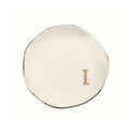 Initials Ring Dish Jewery Tray with Personalized A-Z Monogrammed Gifts Wedding Engagement for Women Friends sister,Ceramic White