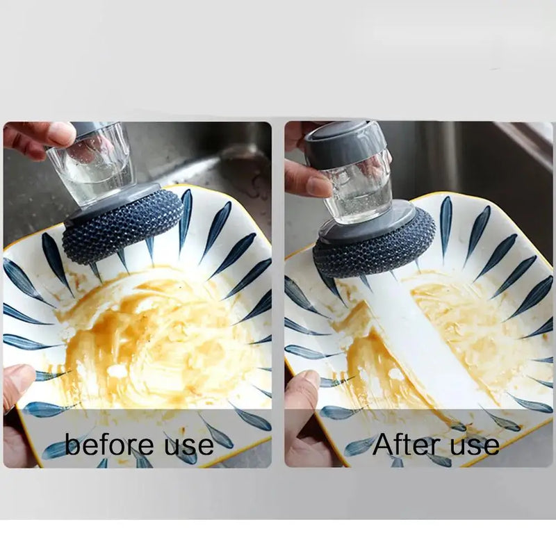 1pc Portable Kitchen Soap Dispensing Dishwashing Tool Brush Easy Use Scrubber Wash Clean Tool Kitchen Cleaning Tool