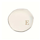 Initials Ring Dish Jewery Tray with Personalized A-Z Monogrammed Gifts Wedding Engagement for Women Friends sister,Ceramic White