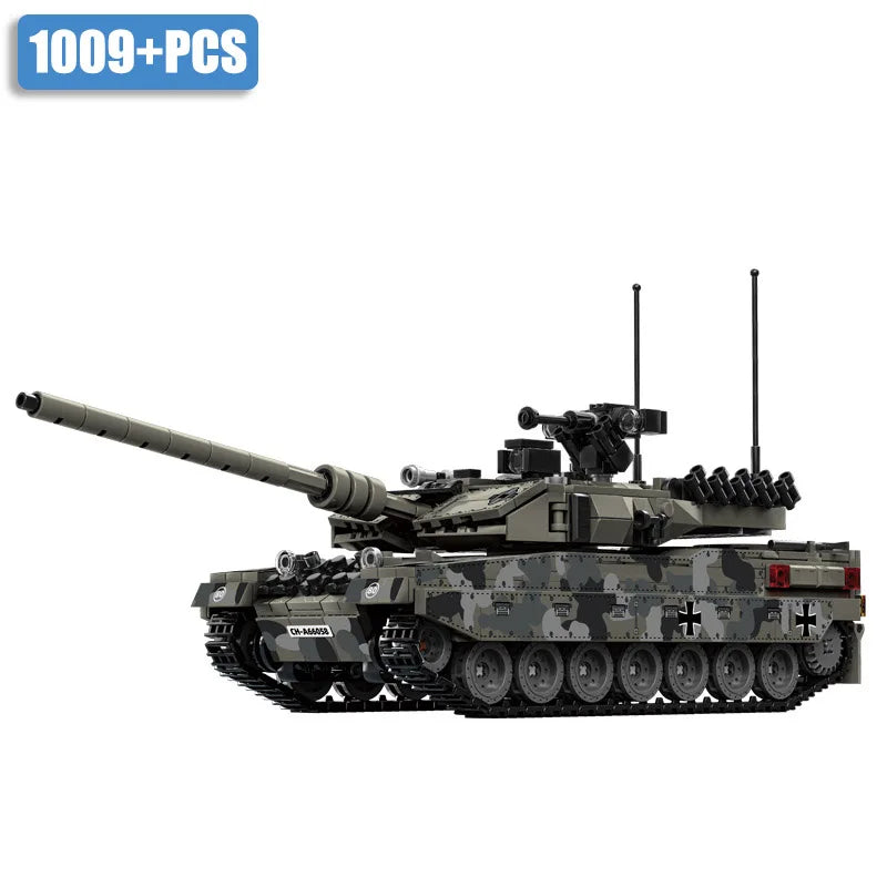 Military WW2 MOC Leopard 2A7 Army Main Battle Tank Soldiers Building Blocks Bricks M1 T90M Tank Set For Children Boys Gifts