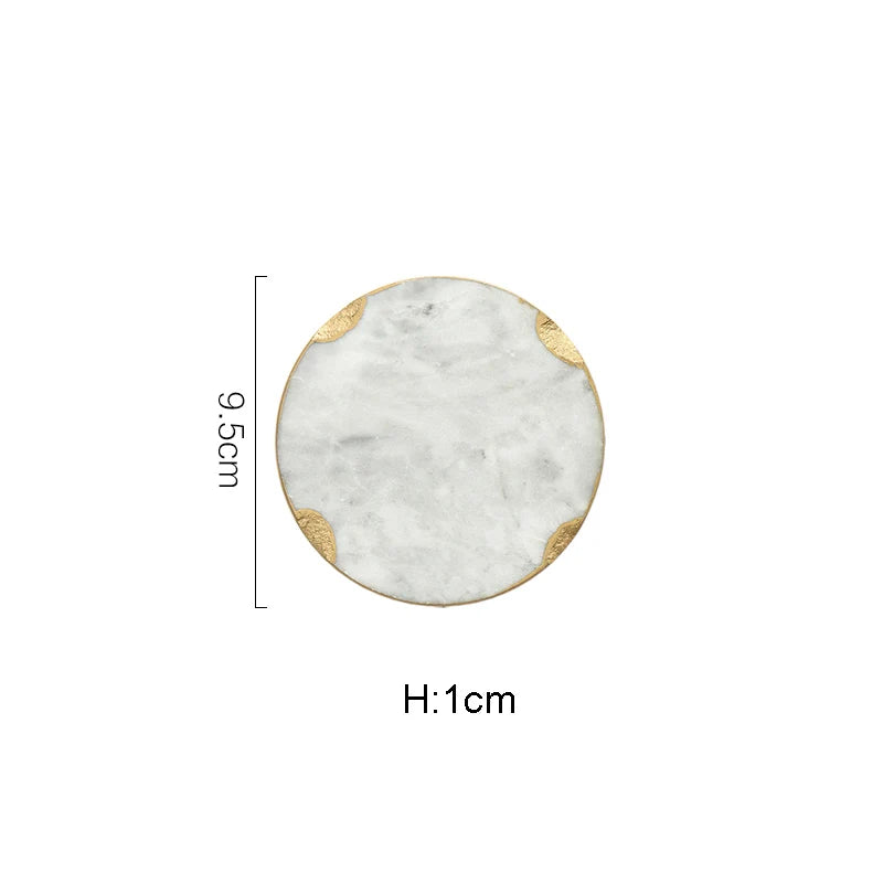 European Natural Marble Golden Stroke Cake Trays Decorative Modern Jewelry Cosmetic Storage Tray Dessert Plate Coffee Coaster