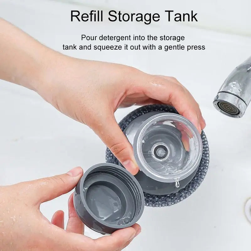 1pc Portable Kitchen Soap Dispensing Dishwashing Tool Brush Easy Use Scrubber Wash Clean Tool Kitchen Cleaning Tool