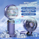 4000mAh Handheld Mini Fan Foldable Portable Neck Hanging Fans 5 Speed USB Rechargeable Fan with Phone Stand and Display Screen