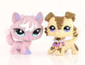Mini 2pcs Lot Pet Shop Dogs and Cats Collectable With Accessories Best Gift For Kids Toy