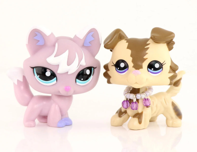 Mini 2pcs Lot Pet Shop Dogs and Cats Collectable With Accessories Best Gift For Kids Toy