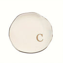 Initials Ring Dish Jewery Tray with Personalized A-Z Monogrammed Gifts Wedding Engagement for Women Friends sister,Ceramic White