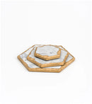 European Natural Marble Golden Stroke Cake Trays Decorative Modern Jewelry Cosmetic Storage Tray Dessert Plate Coffee Coaster