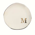 Initials Ring Dish Jewery Tray with Personalized A-Z Monogrammed Gifts Wedding Engagement for Women Friends sister,Ceramic White
