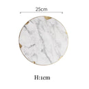 European Natural Marble Golden Stroke Cake Trays Decorative Modern Jewelry Cosmetic Storage Tray Dessert Plate Coffee Coaster