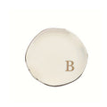 Initials Ring Dish Jewery Tray with Personalized A-Z Monogrammed Gifts Wedding Engagement for Women Friends sister,Ceramic White