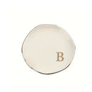 Initials Ring Dish Jewery Tray with Personalized A-Z Monogrammed Gifts Wedding Engagement for Women Friends sister,Ceramic White