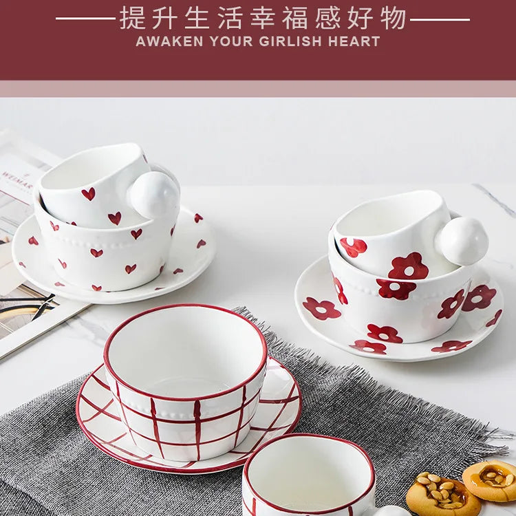 250ML  Korean Style Coffee Cup Tea Cup Creative Mug Ceramic Milk Cups Porcelain Coffee Cups Wholesale Ceramic Cups Birthday Gift