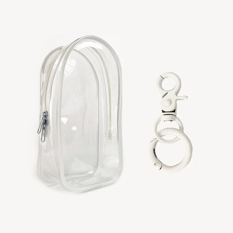 For Labubu v1 v2 / Liila cat Protective Bag Thick Silicone Case PVC Transparent Doll Dustproof Box with Keychain and balls