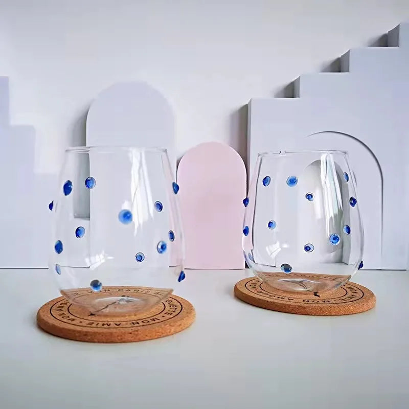 Colorful Stones Dots Glass Cup High Borosilicate Glass Transparent Drink Water Cup  Milk Coffee  Juice  Glass