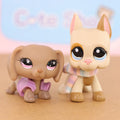 Mini 2pcs Lot Pet Shop Dogs and Cats Collectable With Accessories Best Gift For Kids Toy