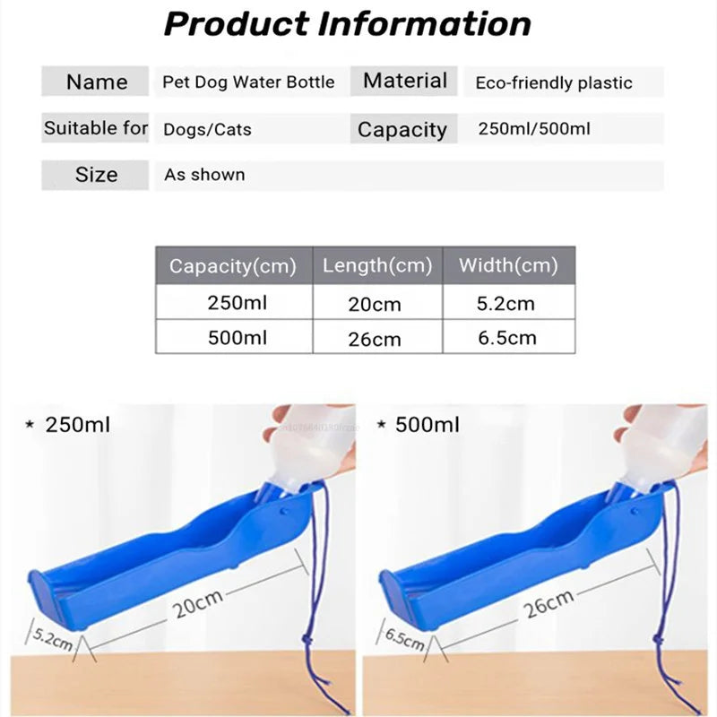 250Ml/500ML Dogs Go Out Kettle Drinker Portable Water Cup Drinking Water Feeder Pet Accopanying Cup Water Bottle Walking Dog Sup