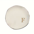 Initials Ring Dish Jewery Tray with Personalized A-Z Monogrammed Gifts Wedding Engagement for Women Friends sister,Ceramic White