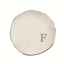 Initials Ring Dish Jewery Tray with Personalized A-Z Monogrammed Gifts Wedding Engagement for Women Friends sister,Ceramic White