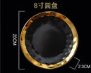 European Style Gold Side Black Plate Retro  Matte Steak Dish Dessert Tray Kitchen Dinner Plates Ceramic Dishes Bowls 1pcs