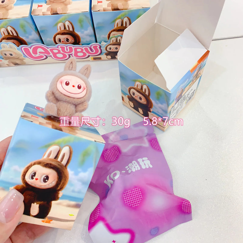 New Labubu Mystery Box Cartoon Flocking Hand-Made Blind Box High-Value Mini Cute Doll Desktop Ornaments Model Children Gifts