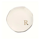 Initials Ring Dish Jewery Tray with Personalized A-Z Monogrammed Gifts Wedding Engagement for Women Friends sister,Ceramic White