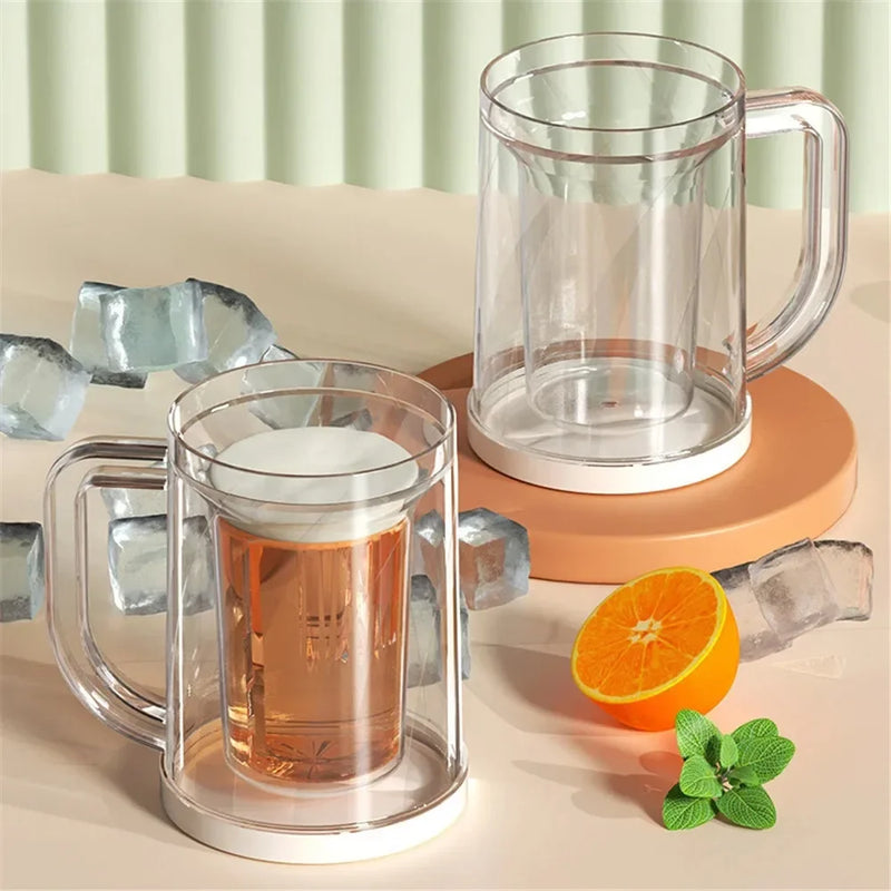 Double Layer Creativity Freezing Beer Mug Sandwich Liquid Refrigerator Frozen Cup Cold Drink Chilled Cups Kitchen Bar Drinkware