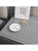 Initials Ring Dish Jewery Tray with Personalized A-Z Monogrammed Gifts Wedding Engagement for Women Friends sister,Ceramic White