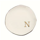 Initials Ring Dish Jewery Tray with Personalized A-Z Monogrammed Gifts Wedding Engagement for Women Friends sister,Ceramic White