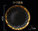 European Style Gold Side Black Plate Retro  Matte Steak Dish Dessert Tray Kitchen Dinner Plates Ceramic Dishes Bowls 1pcs