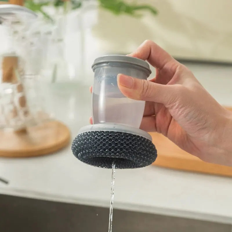 1pc Portable Kitchen Soap Dispensing Dishwashing Tool Brush Easy Use Scrubber Wash Clean Tool Kitchen Cleaning Tool