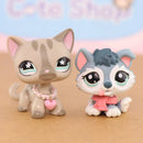 Mini 2pcs Lot Pet Shop Dogs and Cats Collectable With Accessories Best Gift For Kids Toy