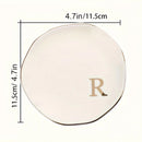 Initials Ring Dish Jewery Tray with Personalized A-Z Monogrammed Gifts Wedding Engagement for Women Friends sister,Ceramic White