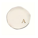 Initials Ring Dish Jewery Tray with Personalized A-Z Monogrammed Gifts Wedding Engagement for Women Friends sister,Ceramic White