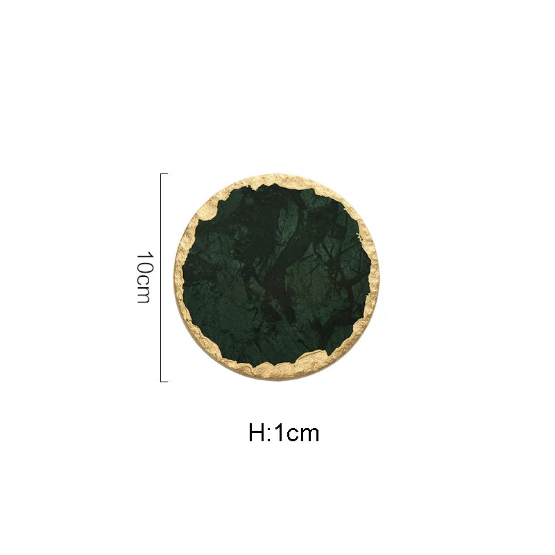 European Natural Marble Golden Stroke Cake Trays Decorative Modern Jewelry Cosmetic Storage Tray Dessert Plate Coffee Coaster