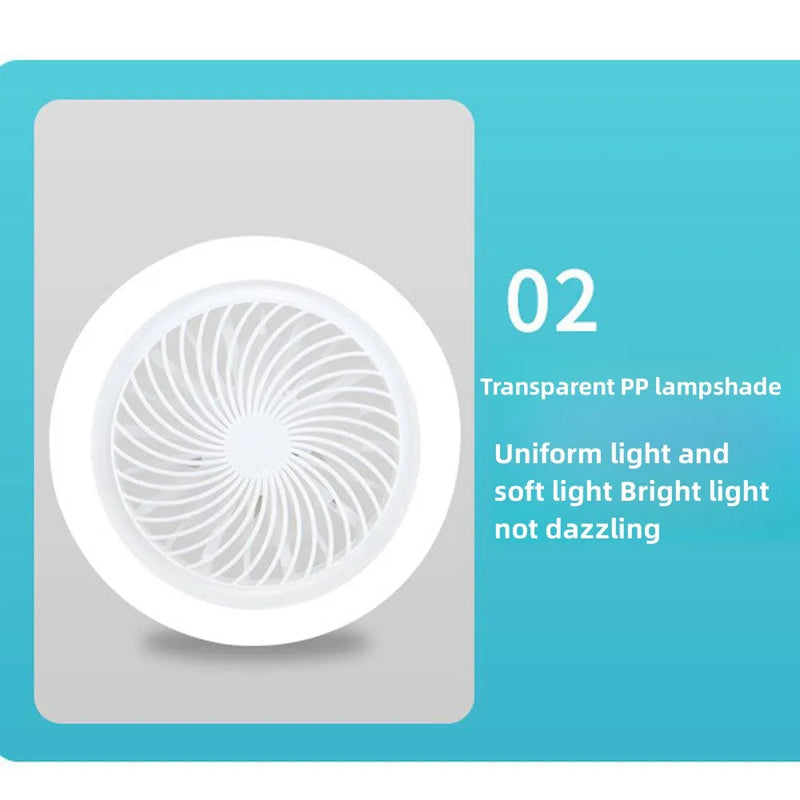 O Rotatable 3-in-1 Ceiling Fan é um ventilador de teto multifuncional que combina iluminação e controle remoto. Ele usa uma base de lâmpada E27, o que significa que pode ser instalado como uma lâmpada comum.