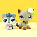 Mini 2pcs Lot Pet Shop Dogs and Cats Collectable With Accessories Best Gift For Kids Toy