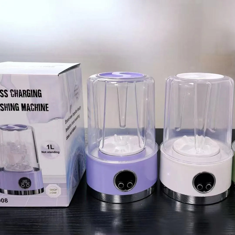 Mini Máquina de Lavar Portátil 2025 – Ideal para Roupas Íntimas e Meias Leve, sem fio e perfeita para estudantes, viagens ou uso em pequenos espaços como dormitórios. A solução prática e moderna para lavar peças delicadas com eficiência e comodidade!