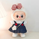 Labubu Doll Clothes & Accessories Denim Skirt With Red Bow Headband Set Trendy Outfits for Labubu Collectibles