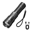 Lanterna Tática LED de Alta Potência 300000LM com Display – Recarregável via USB, Zoom, Ideal para Camping, Pesca e Autodefesa
