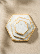 European Natural Marble Golden Stroke Cake Trays Decorative Modern Jewelry Cosmetic Storage Tray Dessert Plate Coffee Coaster